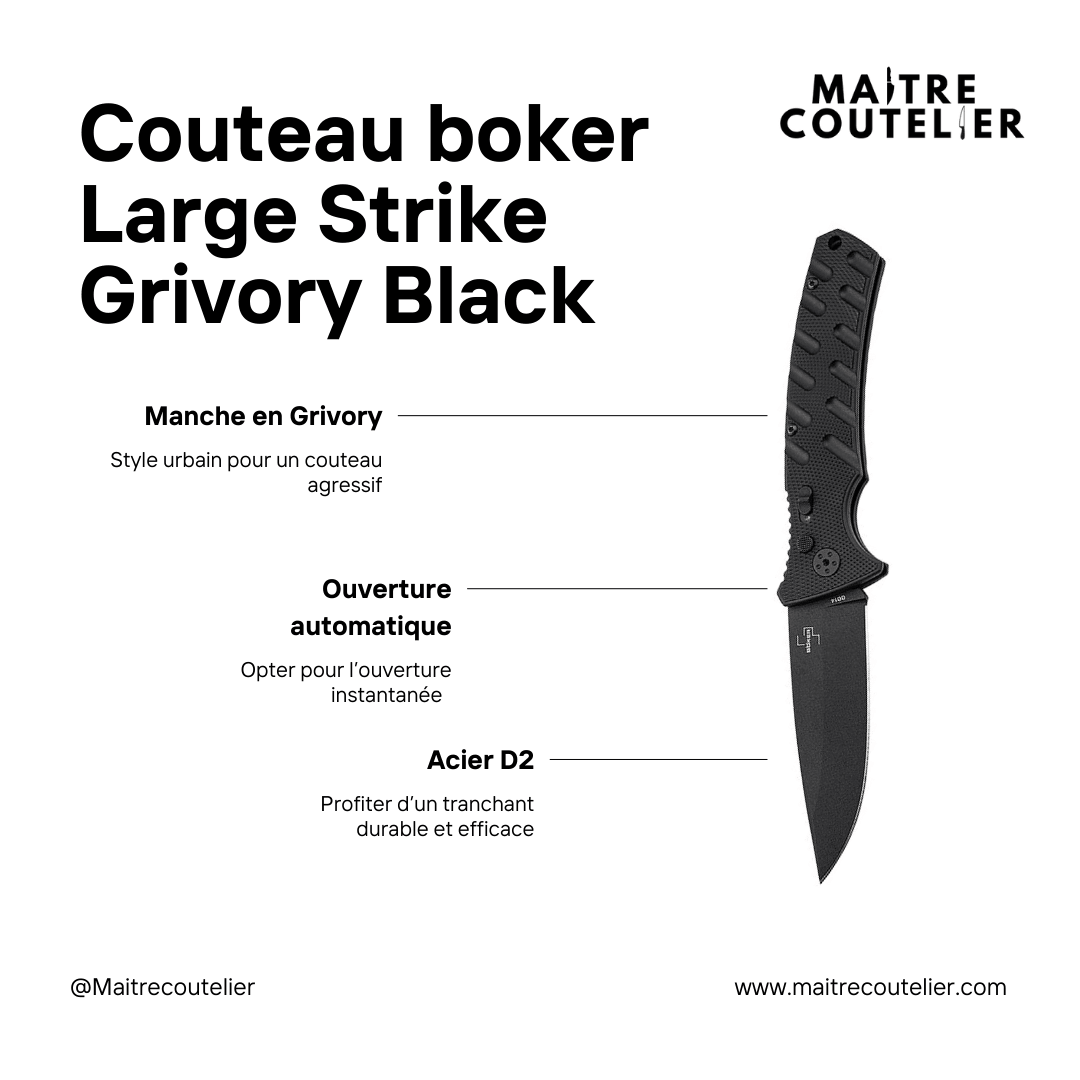 Couteau automatique boker Large Strike Grivory Black