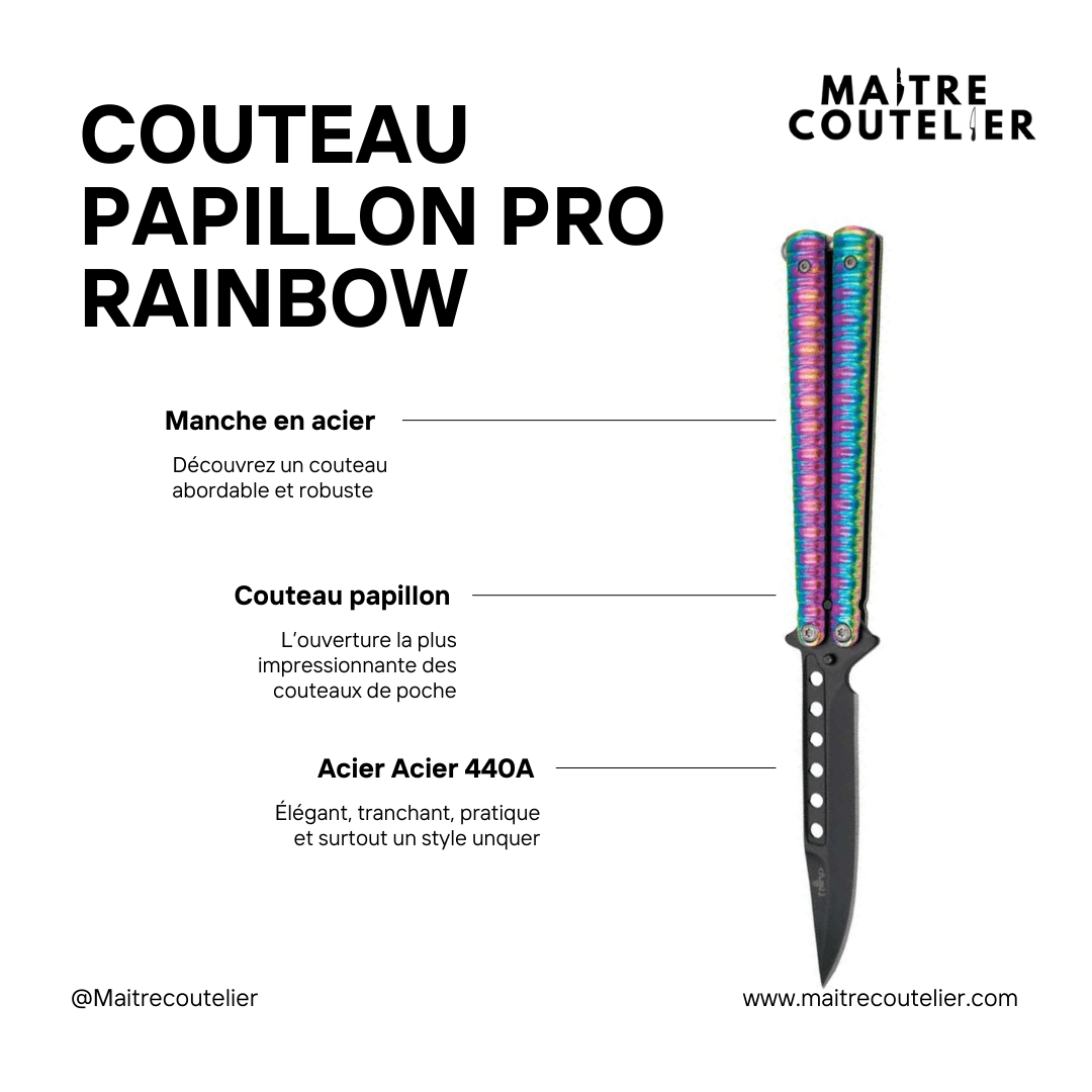 Couteau papillon pro rainbow