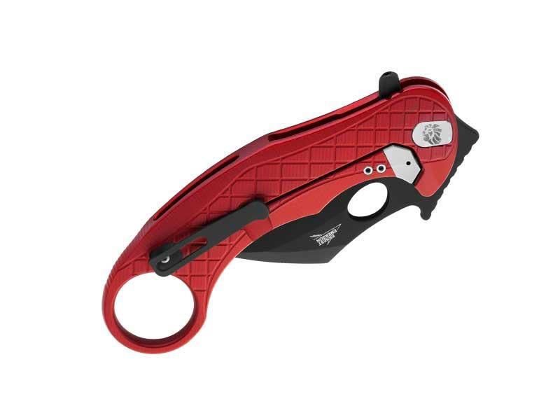 Cuchillo karambit rojo hoja negra