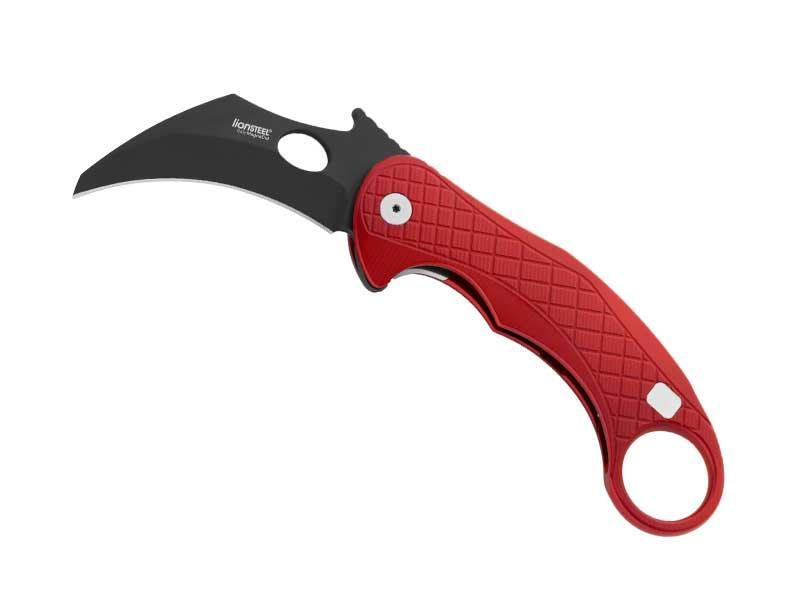 Cuchillo karambit rojo hoja negra